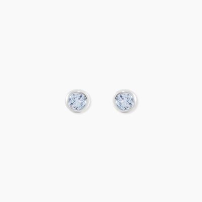 Boucles D'oreilles Puces Edy Serti Clos Or Blanc Topaze