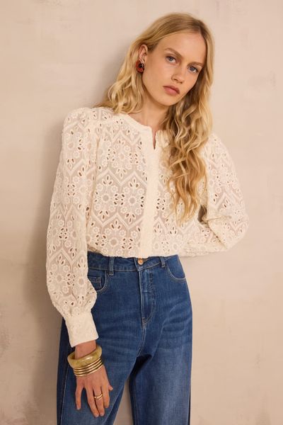 Blouse brodée à manches longues CAMOMILLE