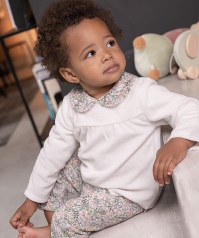 Pyjama en velours 2 pièces à col claudine bébé - 4A - blanc standard - GEMO