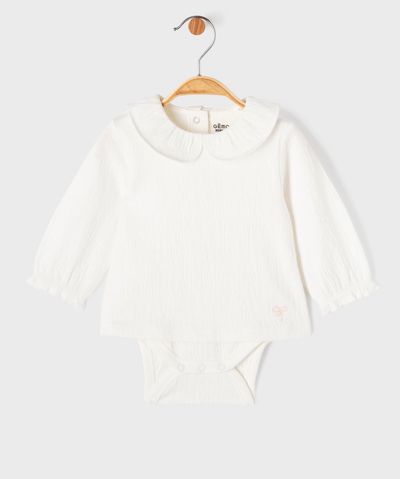Body manches longues avec tee-shirt superposé bébé fille - 12M - blanc standard - GEMO