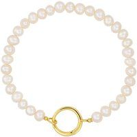 Design Letters Pearl Charm Lock Chain bracelet 5mm, gold plated
