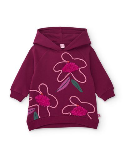 Robe Fille En Molleton À Capuche Et Imprimé Floral Rouge